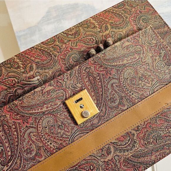 VTG Made In Korea Evelope Style Paisley Print Portfolio Briefcase. - Picture 5 of 15